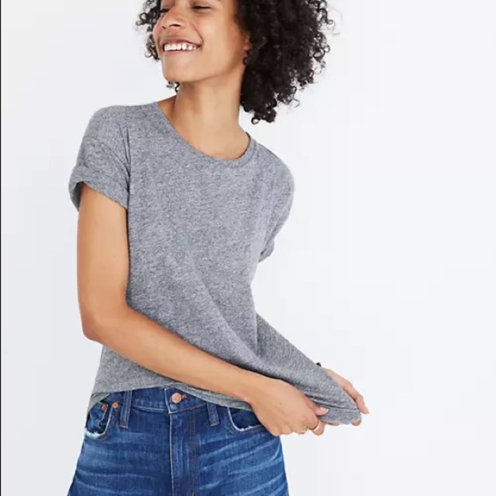 MADEWELL WHISPER COTTON CREW TEE HEATHER GRAY XL
